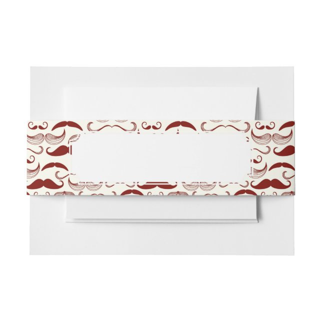 Mustache pattern, retro style 3 invitation belly band (Front Example)