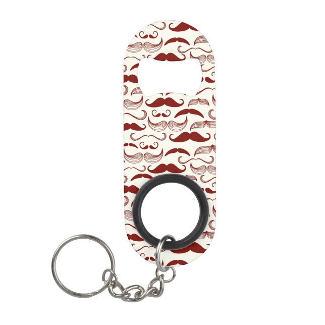Mustache pattern, retro style 3 keychain bottle opener (Front)