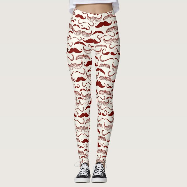 Mustache pattern, retro style 3 leggings (Front)