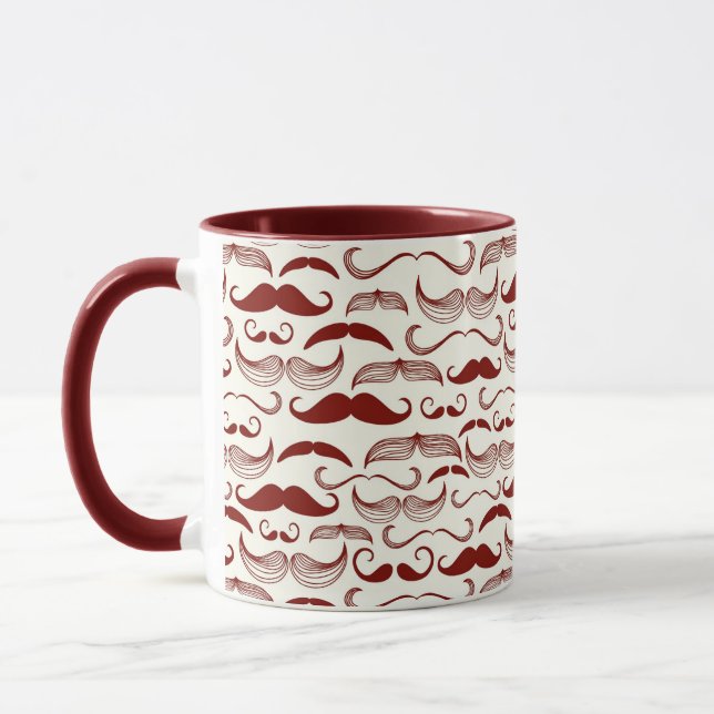 Mustache pattern, retro style 3 mug (Left)