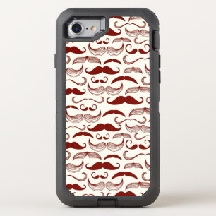 Mustache pattern, retro style 3 OtterBox defender iPhone SE/8/7 case