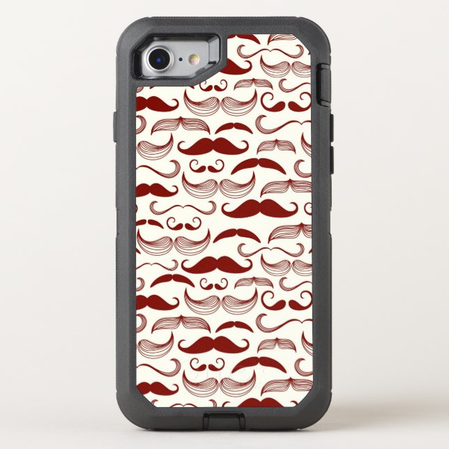 Mustache pattern, retro style 3 otterbox iPhone case (Back)