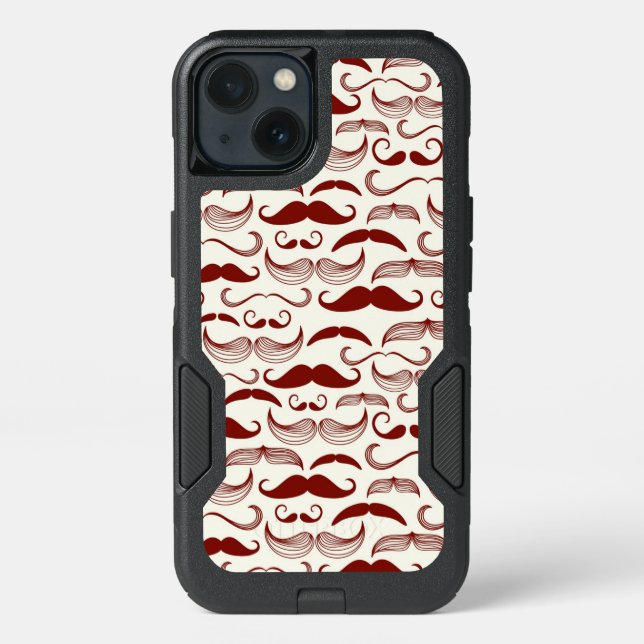 Mustache pattern, retro style 3 otterbox iPhone case (Back)