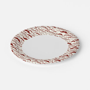Mustache pattern, retro style 3 paper plates