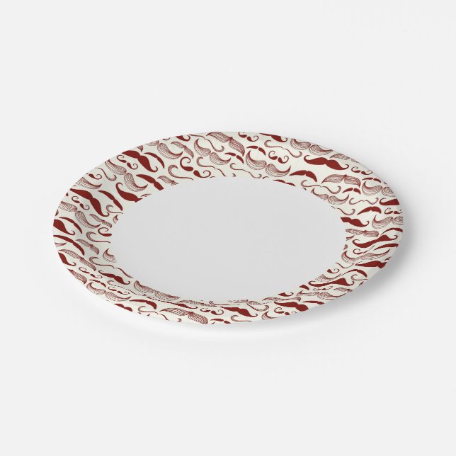Mustache pattern, retro style 3 paper plates (Angled)