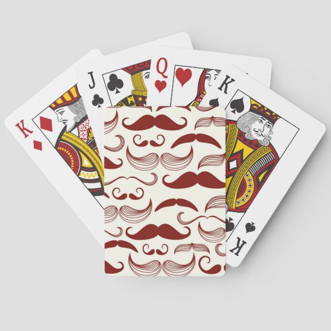 Mustache pattern, retro style 3 poker cards (Back)