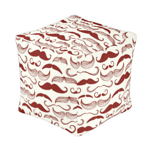 Mustache pattern, retro style 3 pouf