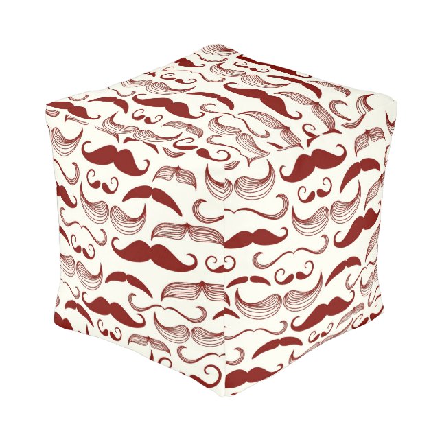 Mustache pattern, retro style 3 pouf (Angled Front)