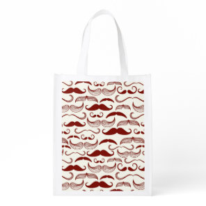 Mustache pattern, retro style 3 reusable grocery bag