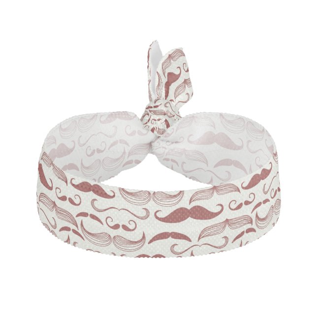 Mustache pattern, retro style 3 ribbon hair tie (Front)