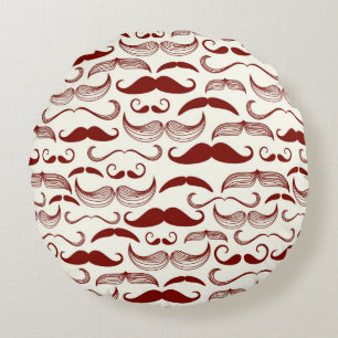 Mustache pattern, retro style 3 round pillow