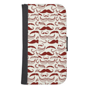 Mustache pattern, retro style 3 samsung s4 wallet case