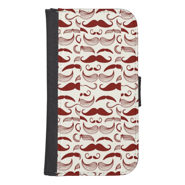 Mustache pattern, retro style 3 samsung galaxy wallet case (Front)