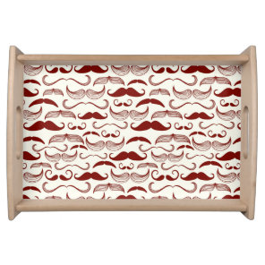 Mustache pattern, retro style 3 serving tray