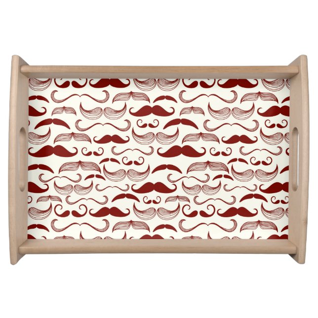 Mustache pattern, retro style 3 serving tray (Front)