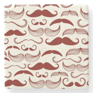 Mustache pattern, retro style 3 stone coaster