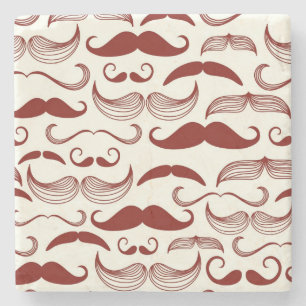 Mustache pattern, retro style 3 stone coaster