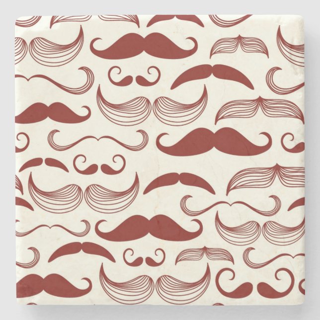 Mustache pattern, retro style 3 stone coaster (Front)