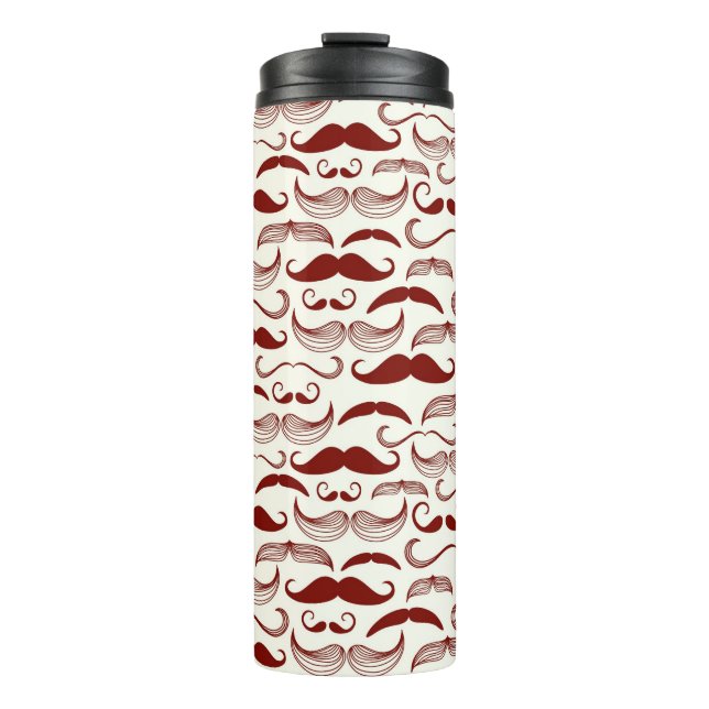 Mustache pattern, retro style 3 thermal tumbler (Front)