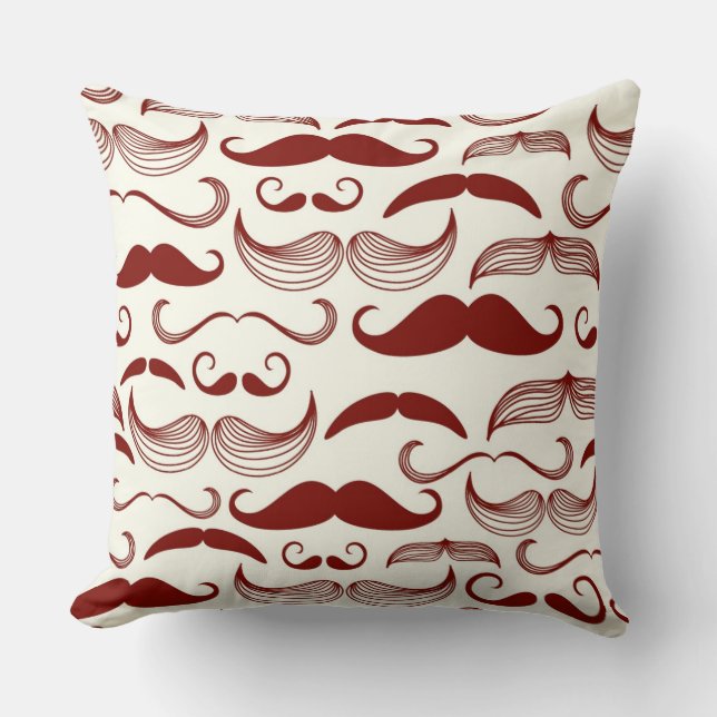 Mustache pattern, retro style 3 throw pillow (Front)