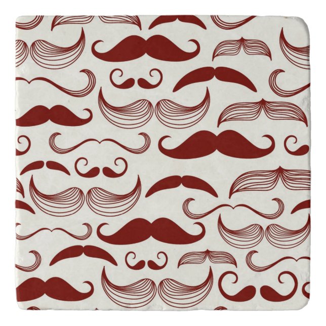 Mustache pattern, retro style 3 trivet (Front)