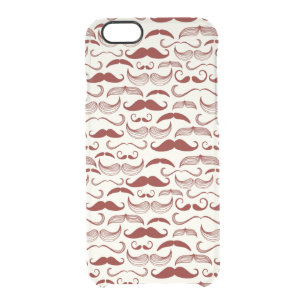 Mustache pattern, retro style 3 clear iPhone 6/6S case
