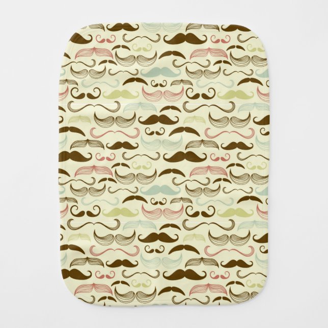Mustache pattern, retro style 4 baby burp cloth (Front)