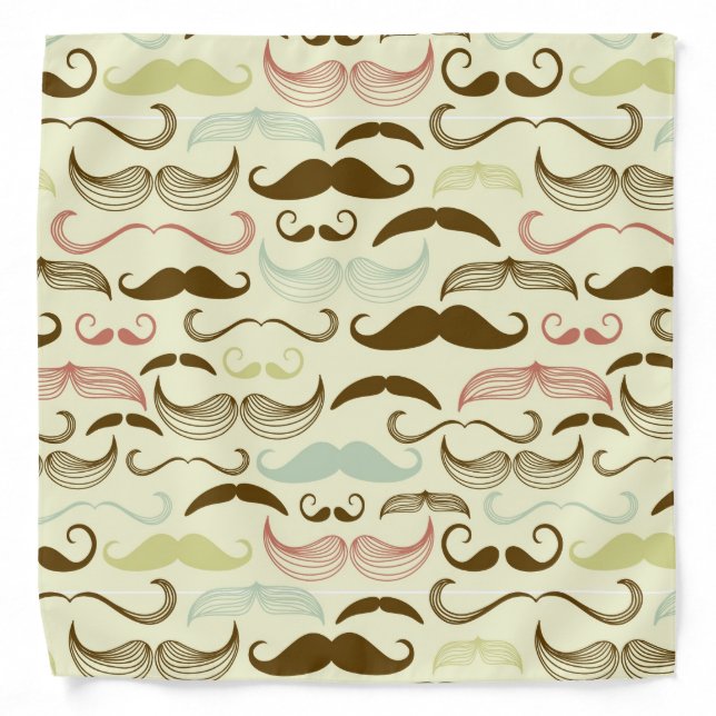 Mustache pattern, retro style 4 bandana (Front)
