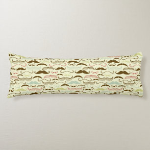 Mustache pattern, retro style 4 body pillow