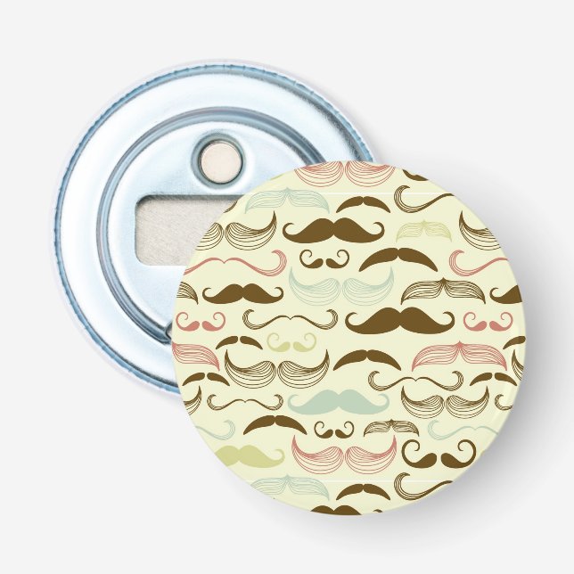 Mustache pattern, retro style 4 bottle opener (Front)