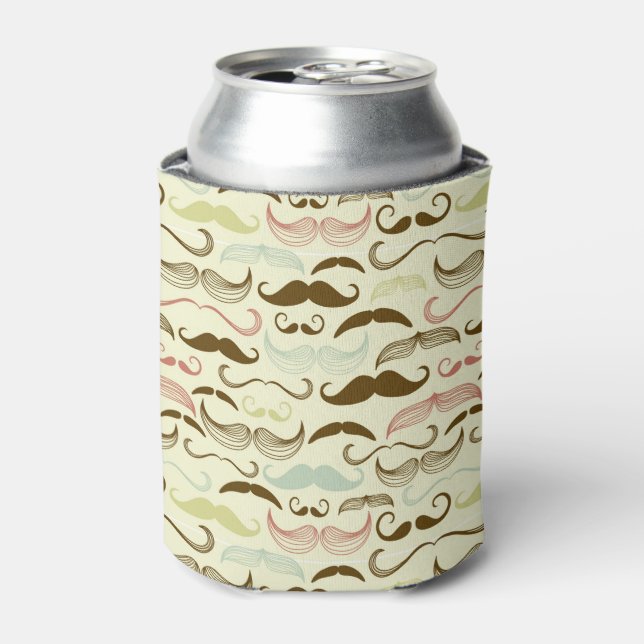 Mustache pattern, retro style 4 can cooler (Can Front)