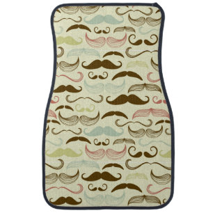 Mustache pattern, retro style 4 car floor mat