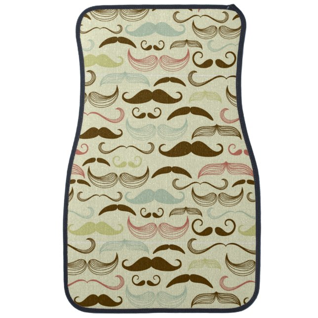 Mustache pattern, retro style 4 car floor mat (Front)