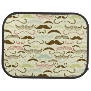 Mustache pattern, retro style 4 car floor mat
