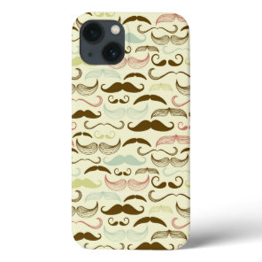 Mustache pattern, retro style 4 iPhone 13 case