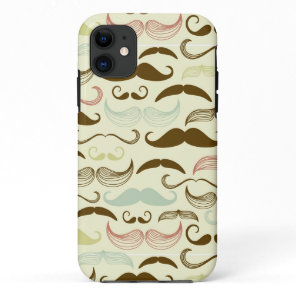 Mustache pattern, retro style 4 iPhone 11 case