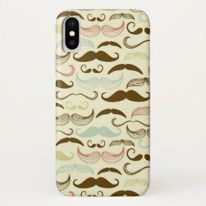 Mustache pattern, retro style 4 iPhone x case