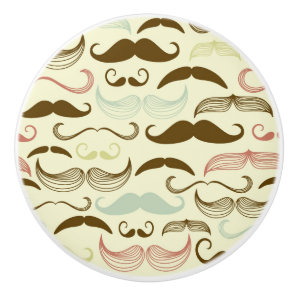 Mustache pattern, retro style 4 ceramic knob