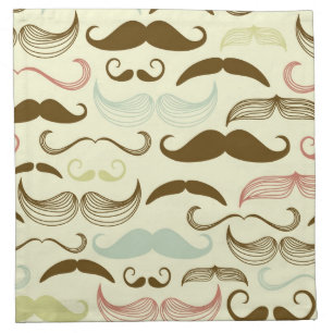 Mustache pattern, retro style 4 cloth napkin