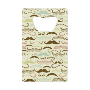Mustache pattern, retro style 4 credit card bottle opener