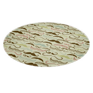 Mustache pattern, retro style 4 cutting board