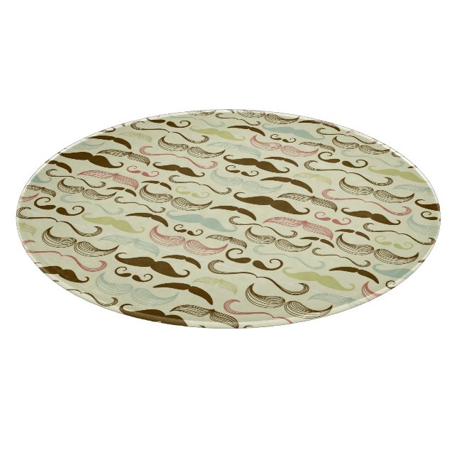 Mustache pattern, retro style 4 cutting board (Corner)