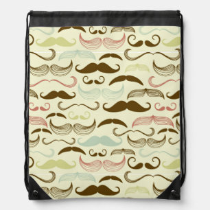 Mustache pattern, retro style 4 drawstring bag