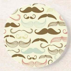 Mustache pattern, retro style 4 drink coaster