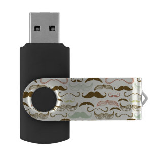 Mustache pattern, retro style 4 flash drive
