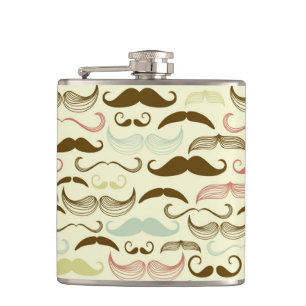 Mustache pattern, retro style 4 flask