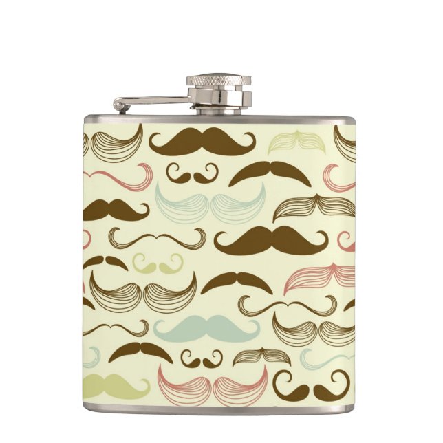 Mustache pattern, retro style 4 flask (Front)