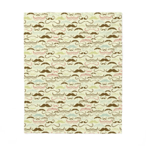 Mustache pattern, retro style 4 fleece blanket