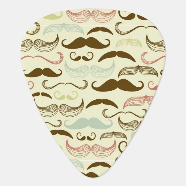 Mustache pattern, retro style 4 guitar pick (Front)