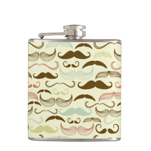 Mustache pattern, retro style 4 hip flask